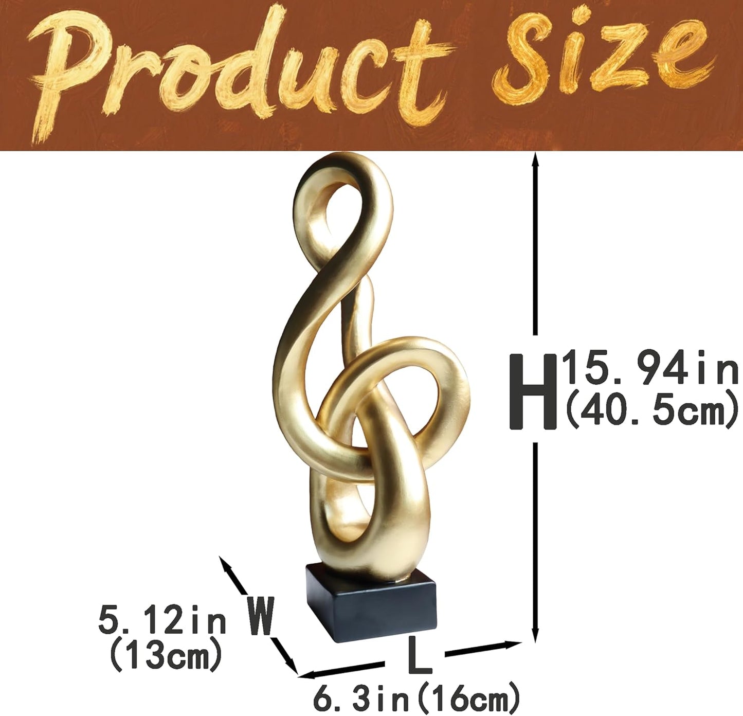 10" Modern Abstract Ribbon Decorative Sculpture, Knot Sculptures,Home Decor,Coffee Table Statues,Dining Living Room Desk Decor（White）