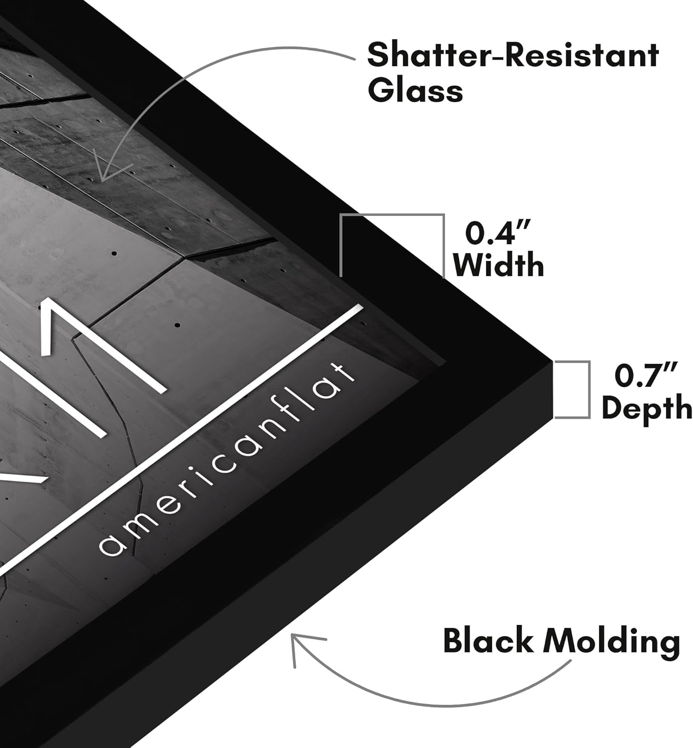 Americanflat 24x36 Poster Frame with Polished Plexiglass - Streamline Collection - Thin Border Picture Frame for Wall Display - Hanging Hardware Included - Black - Colors C