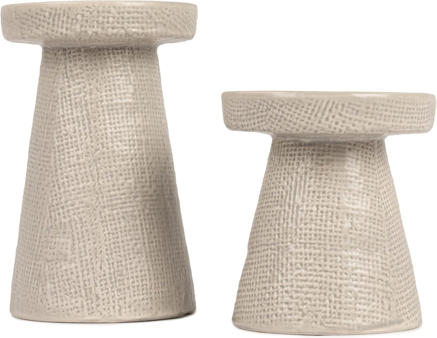 Main + Mesa Stoneware Pillar & Taper Candle Holders, Set of 2