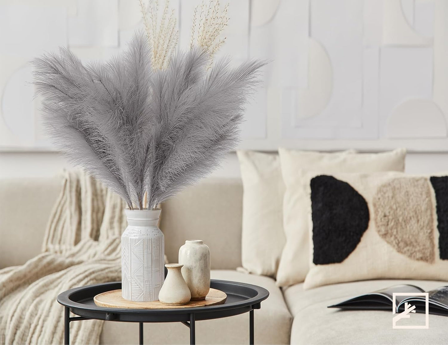 ZIFTY 7-Pcs 38"/3.1FT Faux Pampas Grass Large Tall Fluffy Artificial Fake Flower Bedroom Decor Boho Decor Bulrush Reed Grass for Vase Filler Farmhouse Home Wedding Decor (Beige Mixed)