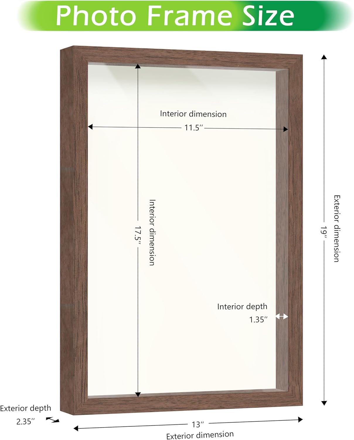 FrameWorks 11” x 14” Dark Oak Wooden Shadow Box Frame – Display Case with Soft Felt Back, Memory Box with Tempered Glass, Display Box with Elegant White Ball Push Pins, Wooden Flower Box