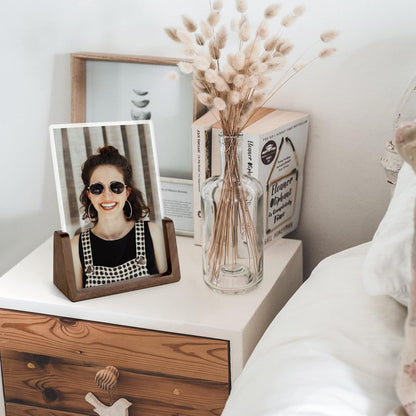 Mixoo 4x6 Picture Frame 2 Pack - Rustic Wooden Picture Frames with Walnut Wood Base and High Definition Break Free Acrylic Photo Covers for Desk Tabletop Display Graduation Gifts Teacher Appreciation Gifts (Horizontal + Vertical)