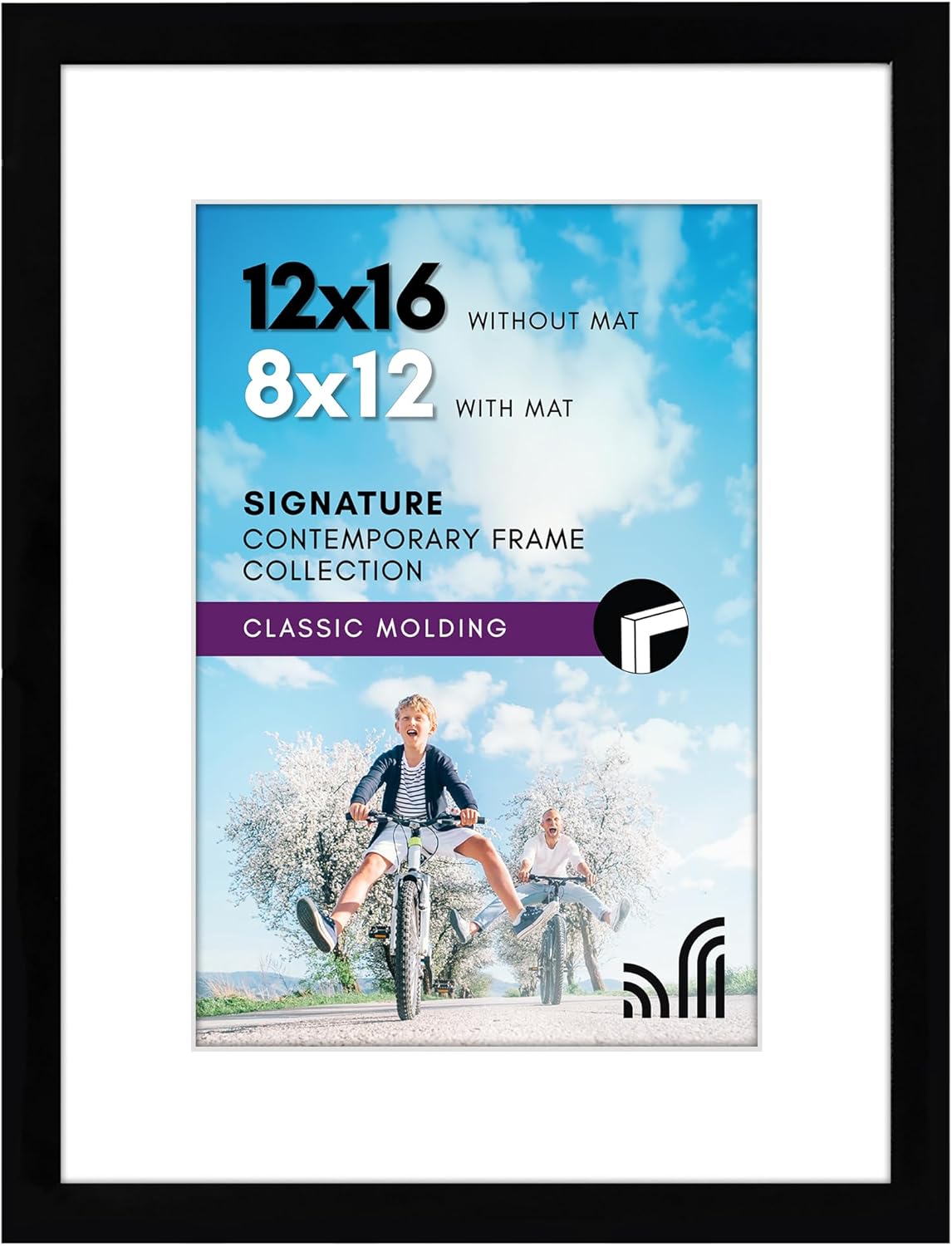 Americanflat 8x10 Picture Frame with Shatter-Resistant Glass - Use as 5x7 Frame with Mat or Display 8x10 Photo Without Mat - Signature Collection - Picture Frames for Tabletop and Wall Display - Black