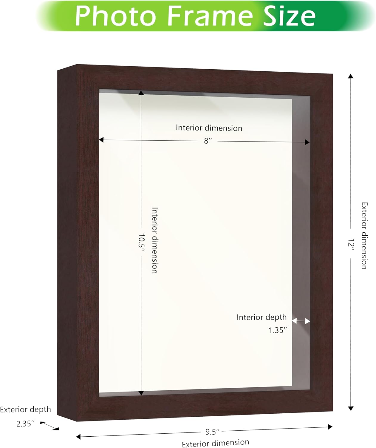 FrameWorks 11” x 14” Dark Oak Wooden Shadow Box Frame – Display Case with Soft Felt Back, Memory Box with Tempered Glass, Display Box with Elegant White Ball Push Pins, Wooden Flower Box