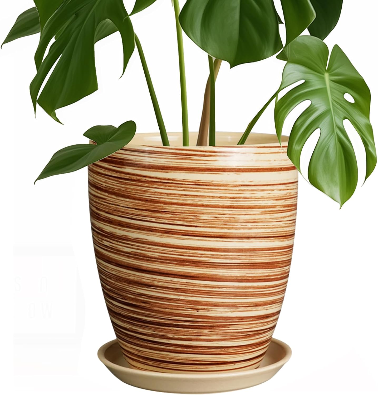 Ceramic Pots for Plants - 6 Inch Plant Pot with Drainage Hole and Saucer, Round Planters for Indoor Outdoor, Flower Pots, Modern Planter, Home Office Room Decor, Gifts for Plant Lovers, White