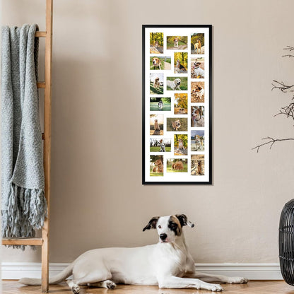 QUTREY 20 Opening 4x6 Collage Picture Frame Set of 2, 18.1x41.3 inches Black Multiple Frames Display 4 by 6 inch Photos with Mat for Wall Hanging