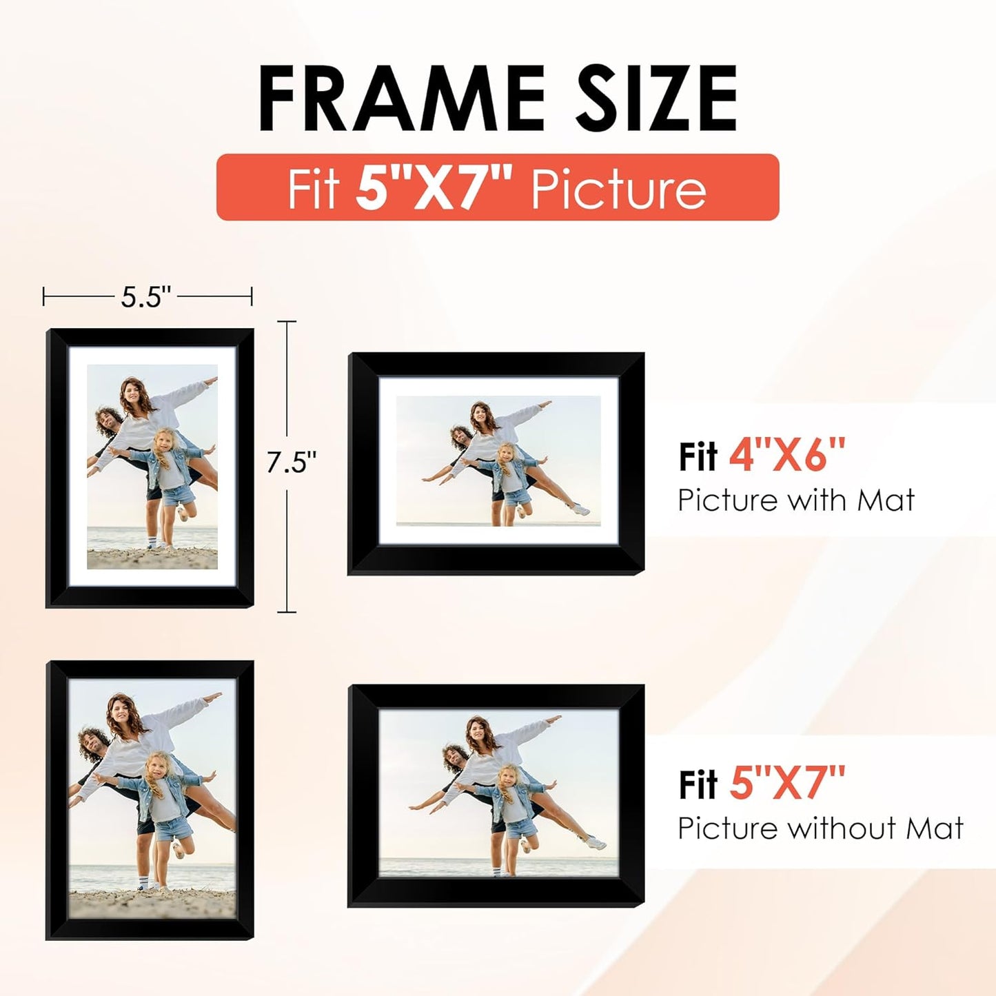 FIXSMITH 10 Pack Picture Frames Collage Wall Decor for Mounting or Tabletop Display, Gallery Wall Frame Set with Two 8x10 Black Frames, Four 5x7 Frames and Four 4x6 Frames, Multi-Pack Photo Frame Set