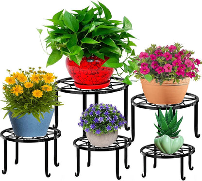 5 Pack Metal Plant Stands,Heavy Duty Potted Holder for Flower Pot,Indoor Outdoor Metal Rustproof Iron Garden Container Round Supports Rack for Planter