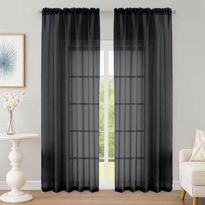 OWENIE Sheer Curtains 84 inches Long 2 Panels Set for Living Room/Bedroom, Rod Pocket Voile Sheer Panel Drapes, White, 2pcs, Each 42" W x 84" L - Colors B