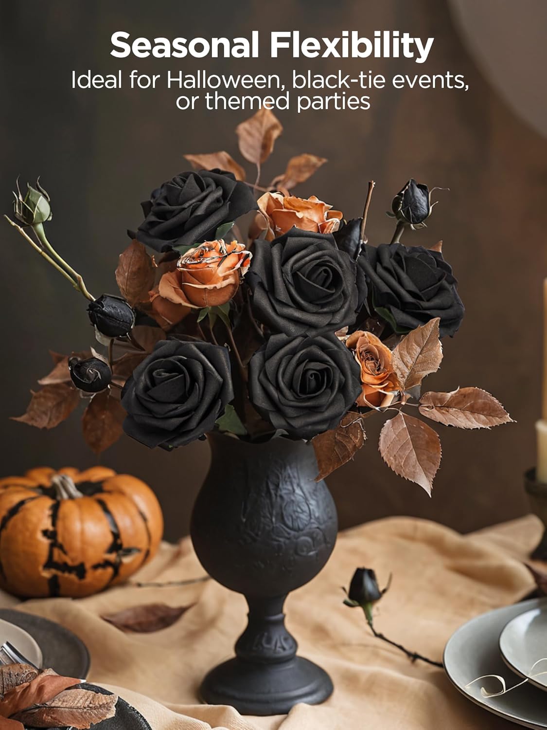 InnoGear Artificial Flowers, 50 Pcs Dark Red Foam Fake Roses Bulk with Stems for Mother's Gift Decoration Celebration DIY Wedding Bouquets Centerpieces Bridal Shower Party Christmas Tree