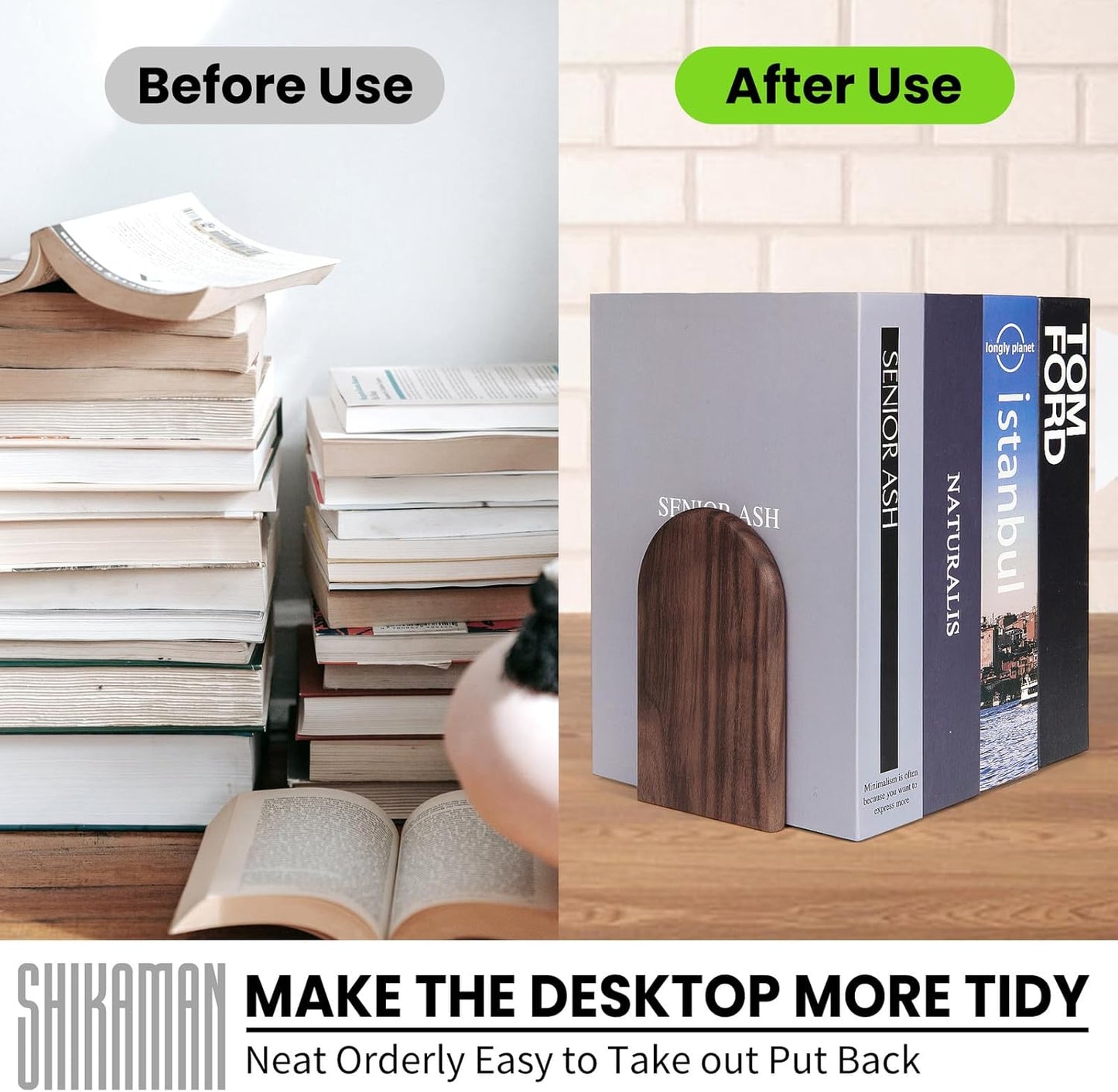 Book Ends,1 Pair Bookends Wood Book Ends Universal Economy Bookend