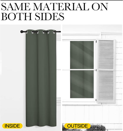 NICETOWN Halloween Pitch Black Solid Thermal Insulated Grommet Blackout Curtains/Drapes for Bedroom Window (2 Panels, 42 inches Wide by 63 inches Long, Black) - Colors C