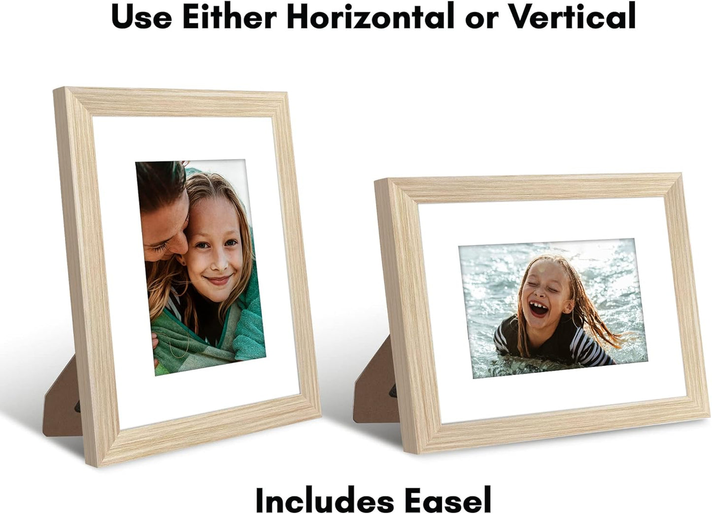Americanflat 8x10 Picture Frame with Shatter-Resistant Glass - Use as 5x7 Frame with Mat or Display 8x10 Photo Without Mat - Signature Collection - Picture Frames for Tabletop and Wall Display - Black