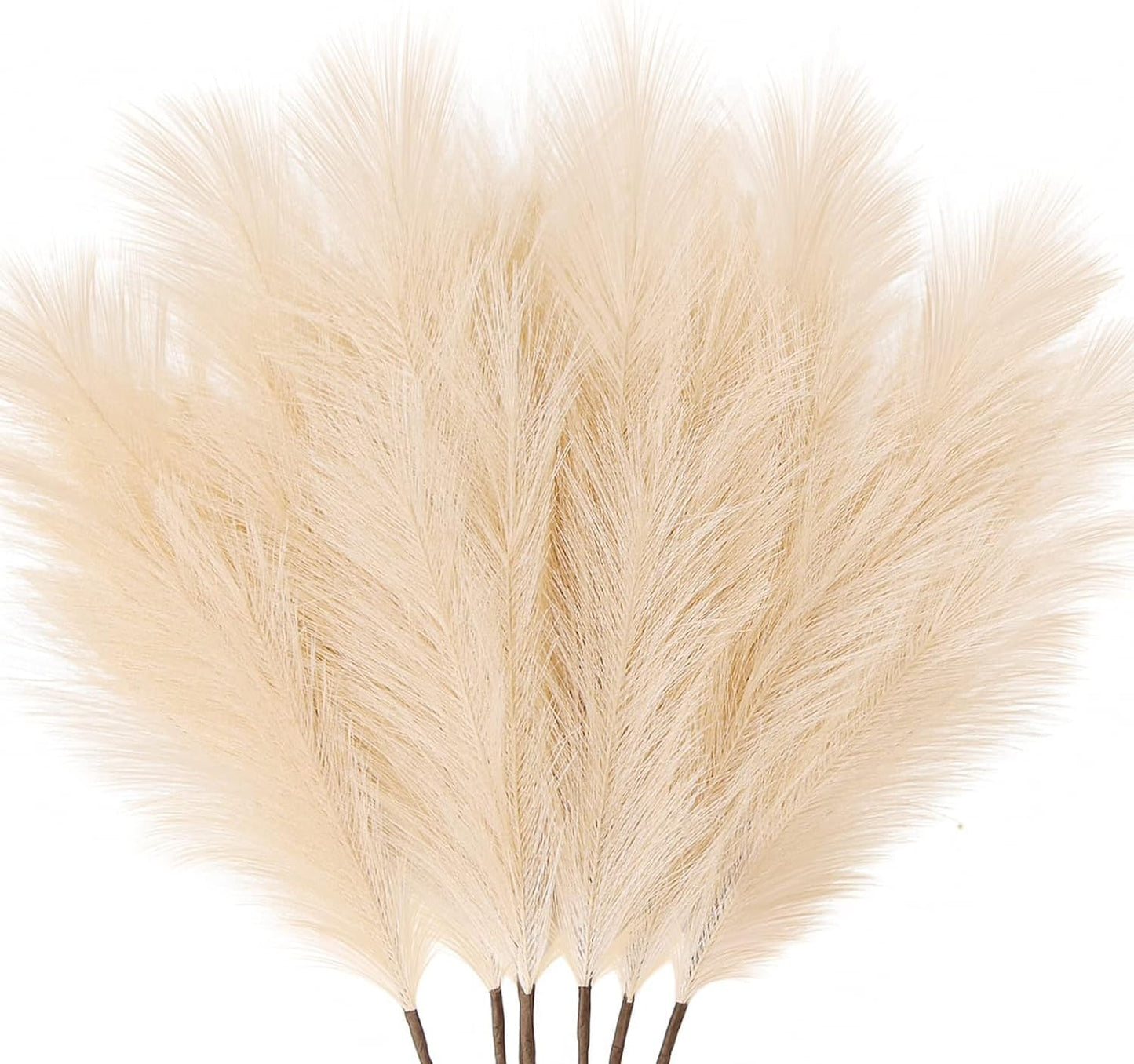ZIFTY 7-Pcs 38"/3.1FT Faux Pampas Grass Large Tall Fluffy Artificial Fake Flower Bedroom Decor Boho Decor Bulrush Reed Grass for Vase Filler Farmhouse Home Wedding Decor (Beige Mixed)