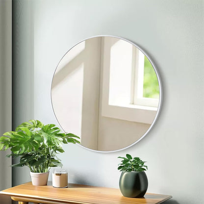 White Round Mirror 30 Inch, Circle Wall Mirrors for Bathroom, Bedroom Living Room or Entryway