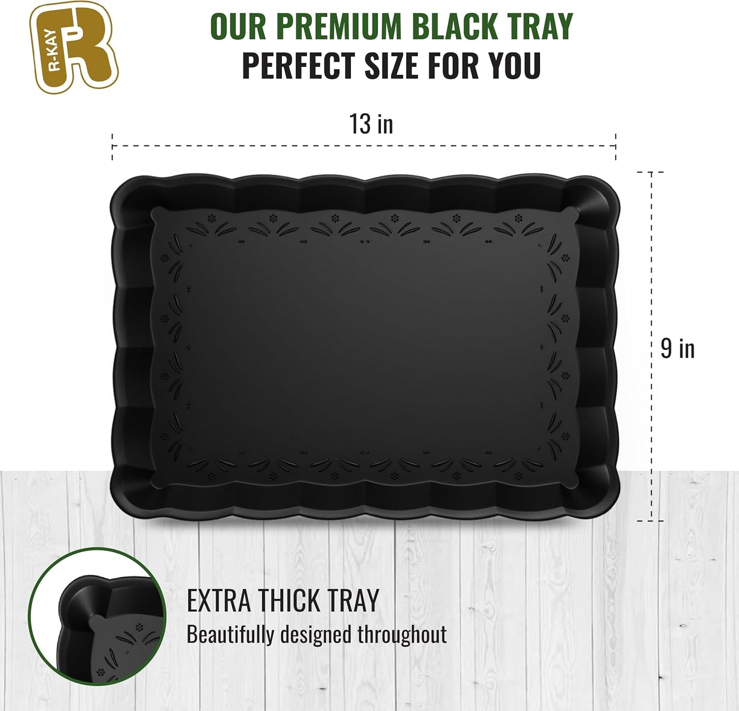 6 Pack Clear Plastic Serving Trays for Party, 9 x 13 Inch - Heavy Duty Plastic Trays for Food - Rectangular Party Serving Trays and Platters - Clear Disposable Trays