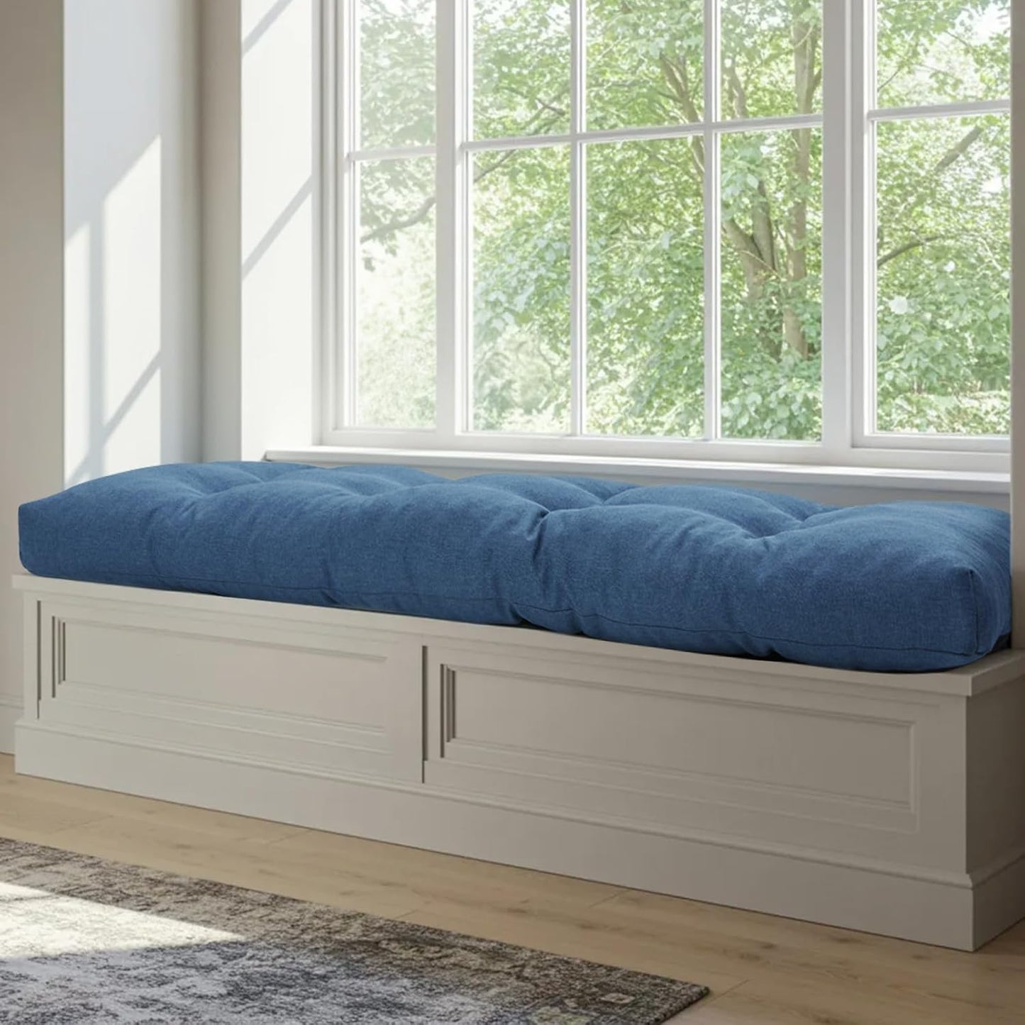 42 Inch Bench Cushions for Indoor Furniture, Super Soft Rectangle Bench seat Cushion Pad with Non-Slip Bottom, Waterproof Bench Pad for Window Porch(Beige, 42x16x4.5 Inch)