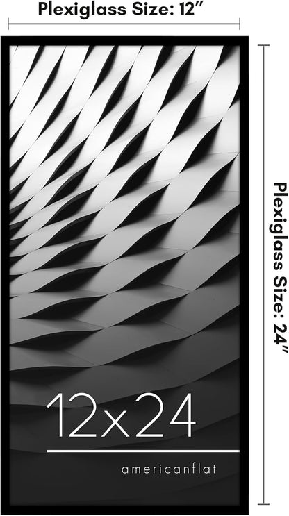 Americanflat 24x36 Poster Frame with Polished Plexiglass - Streamline Collection - Thin Border Picture Frame for Wall Display - Hanging Hardware Included - Black - Colors A