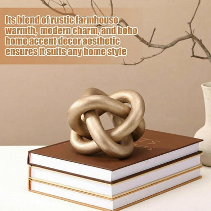 Yalikop 3 Link Wood Knot Decor Rustic Home Décor Accents Hand Carved Coffee Table Decoration, Boho Chain Link Decoration, Modern Shelf, Rustic Objects for Home Living Room Bedroom(White)