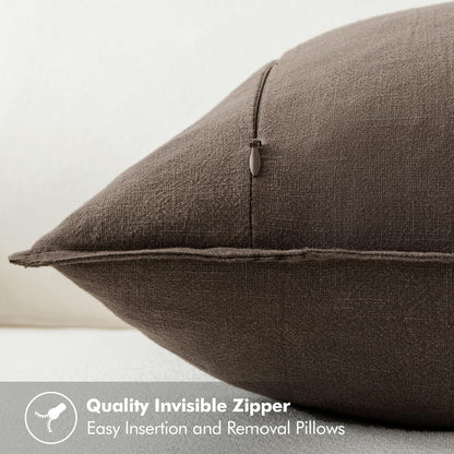 MIULEE Decorative Linen Euro Sham Pillow Covers 26x26 Cream White Boho Farmhouse Neutral Couch Throw Pillows for Bed Pack of 2 Accent Modern Pillowcase Sofa Livingroom Home Decor