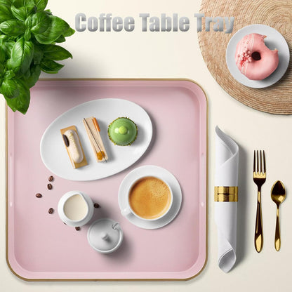 Green Decorative Tray with Handles, Versatile Serving Tray for Coffee Table, Ottoman, Ideal for Serving, Displaying, Organizing, 15.7"*10.2"*1.57"