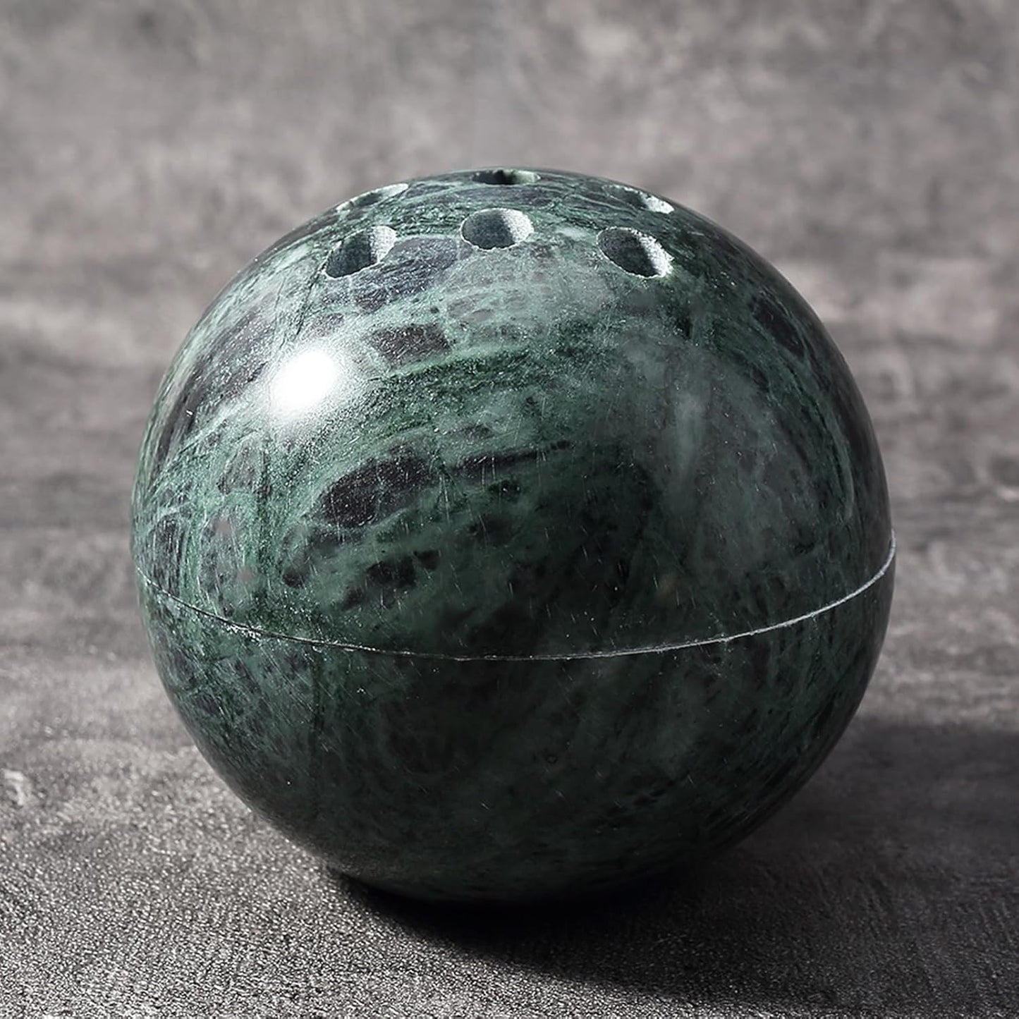 Koville Natural Marble Incense Holder, Incense Holder for Sticks with 9 Holes, Handmade Incense Burner Ash Catcher for Meditation Yoga SPA, Balsam Fir/Palo Santo/Sage/Cone (Green)