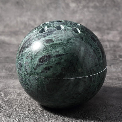 Koville Natural Marble Incense Holder, Incense Holder for Sticks with 9 Holes, Handmade Incense Burner Ash Catcher for Meditation Yoga SPA, Balsam Fir/Palo Santo/Sage/Cone (Green)