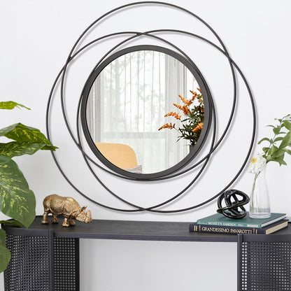 Gold Sunburst Mirrors for Wall Decorative Metal Round Art Mirrors Large Wall Decor Hanging Mirror for Bathroom Bedroom Living Room Vanity Entryway 16"