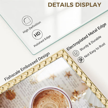 RICHFOCUS Gold 5x7 Floating Picture Frame for Photo 4x6 3.5x5 | 5 x 7 Metal Picture Frames with Double Glass for Tabletop|Modern Photo Frames Wedding|Home Decor