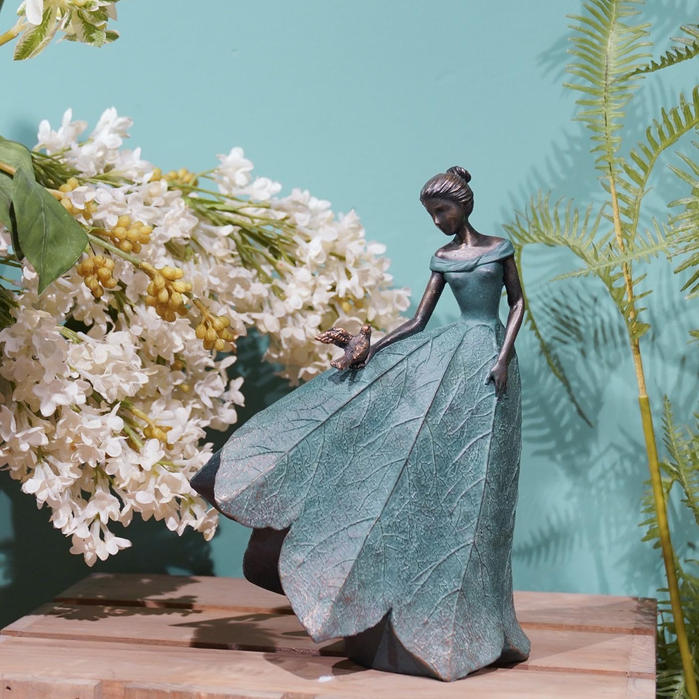 Guichifun Fairy Statue Collection Home Decoration - Leaf Angel Girls Resin Modern Table Decor for Living Room Office Sculpture Decor for Women Indoor Rustic Figurines Gift 5 x 3 x 7.5 Inch