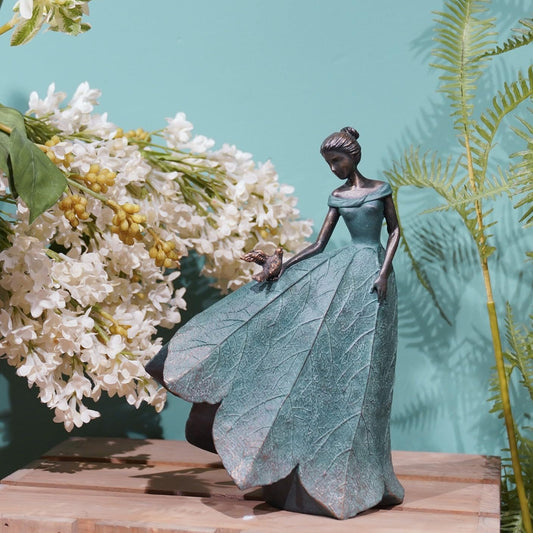 Guichifun Fairy Statue Collection Home Decoration - Leaf Angel Girls Resin Modern Table Decor for Living Room Office Sculpture Decor for Women Indoor Rustic Figurines Gift 5 x 3 x 7.5 Inch