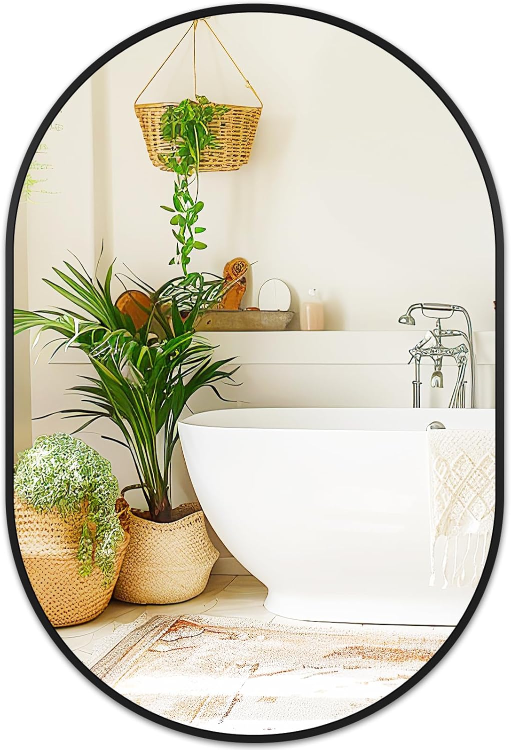 Fabuday Black Arch Bathroom Mirror for Wall - 20x28 Arched Mirror for Over Sink, Metal Framed Mirror for Hanging in Living Room, Bedroom, Entryway, Hallway