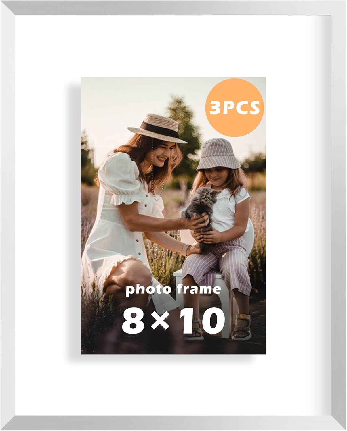FrameWorks 8”x10” Deluxe Black Aluminum Contemporary Style Floating Picture Frame with Tempered Glass