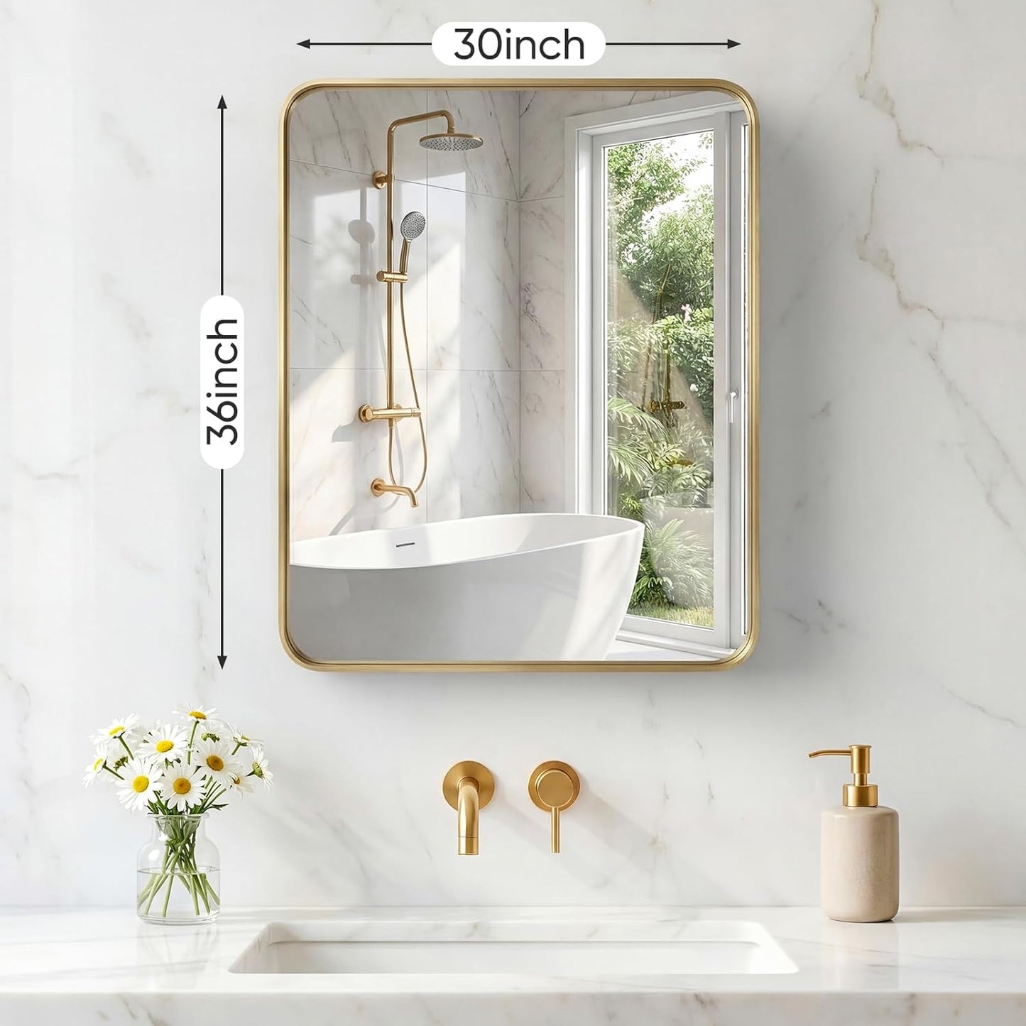 NEWBULIG Gold Round Wall Mirror 36 Inch, Bathroom Mirrors for Over Sink, Wall Decor for Bathroom, Entryway, Bedroom, Vanity