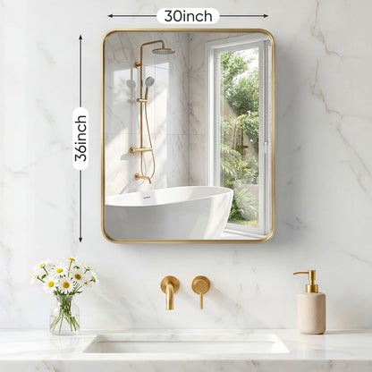 NEWBULIG Gold Round Wall Mirror 36 Inch, Bathroom Mirrors for Over Sink, Wall Decor for Bathroom, Entryway, Bedroom, Vanity