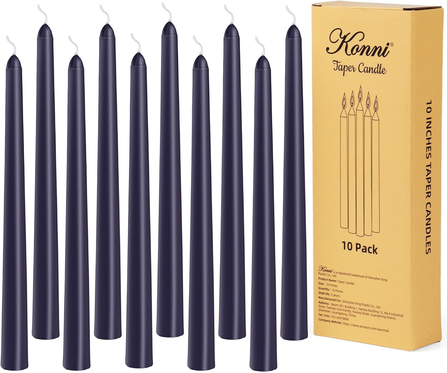 KONNI 0.87×10 Inch Ivory Taper Candles, Unscented and Smokeless Tall Candlesticks, 10 Pack Tapered Candles with Cotton Wicks, Long Burning, Ideal for Weddings, Dinner Parties, and Home Décor