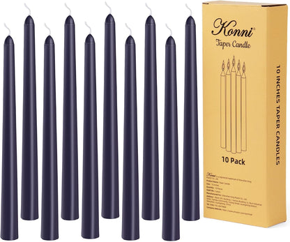 KONNI 0.87×10 Inch Ivory Taper Candles, Unscented and Smokeless Tall Candlesticks, 10 Pack Tapered Candles with Cotton Wicks, Long Burning, Ideal for Weddings, Dinner Parties, and Home Décor