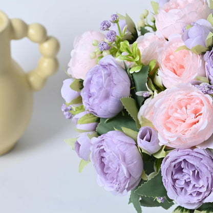 MARTINE MALL 2 Packs Peonies Artificial Flowers, Light Pink Artificial Peonies, Silk Peonies Flowers Fake Peonies Artificial Flowers Peonies Bouquet for Centerpiece Table Wedding Party Home Decor