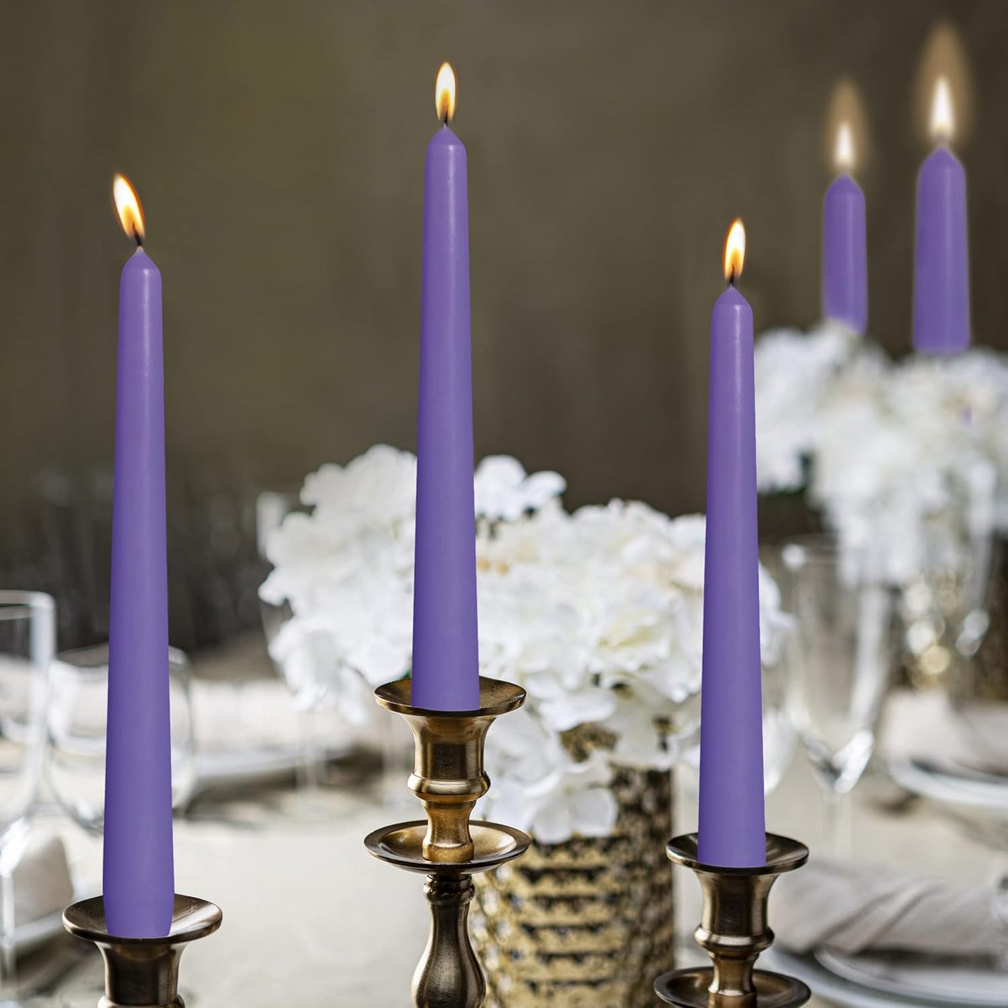 BOLSIUS Ivory Taper Candles - 10 Pack Unscented 10 Inch Dinner Candle Set - 8 Hours Burn Time - Premium European Quality - Smokeless and Dripless Household, Wedding, Party, and Home Décor Candlesticks