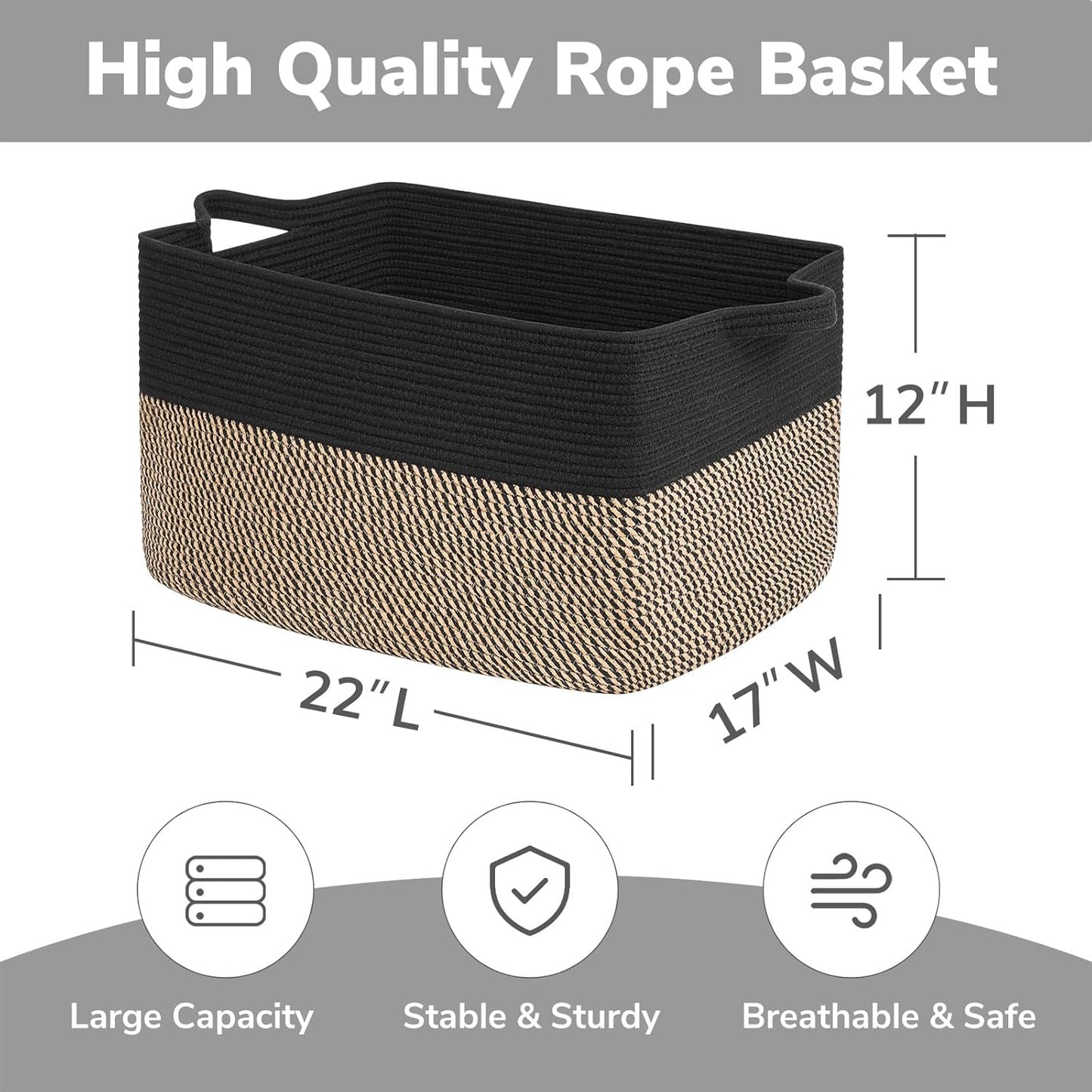 Goodpick Cube Storage Bins - Towel, Book, Cloth, Shoes, Closet Shelf Woven Baskets for Office, Baby Laundry, Toys, 13''x10''x9''