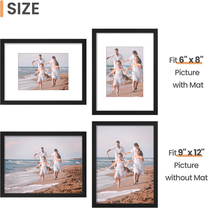 upsimples 8x10 Picture Frame, Display Pictures 5x7 with Mat or 8x10 Without Mat, Wall Hanging Photo Frame, Black, 1 Pack - Colors B