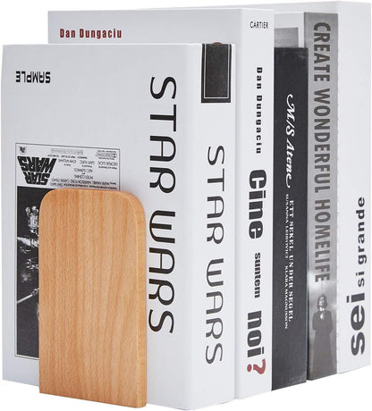 Pandapark Wood,Non-Skid Bookend for Shelves,Heavy Duty,Book Stand for CDs,1 Pair