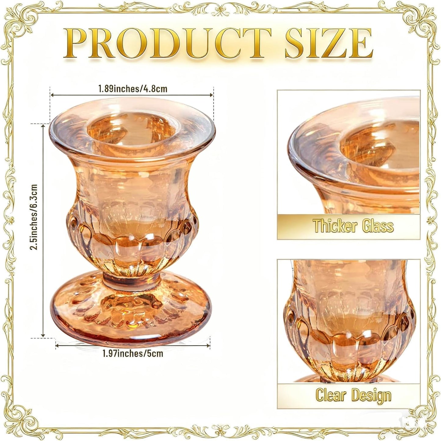 48 Pcs Clear Glass Taper Candle Holders Bulk, 2.5 Inch Small Candlestick Stands, Elegant Table Centerpieces for Wedding, Christmas, Valentine’s Day, Party, Home and Dining Room Decorations (Clear)