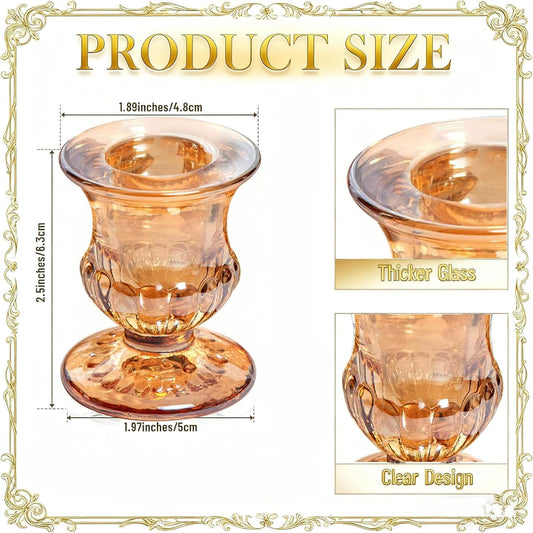 48 Pcs Clear Glass Taper Candle Holders Bulk, 2.5 Inch Small Candlestick Stands, Elegant Table Centerpieces for Wedding, Christmas, Valentine’s Day, Party, Home and Dining Room Decorations (Clear)