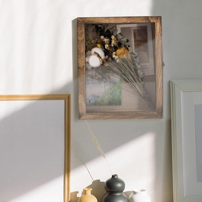 GraduatePro Shadow Box Frame 11x14 Display Case with Linen Back, Real Glass Window Door with Hinge, Picture Frame Wedding Bouquet Memorabilia Medals Photos Memory Box for Keepsakes, Carbonized Black