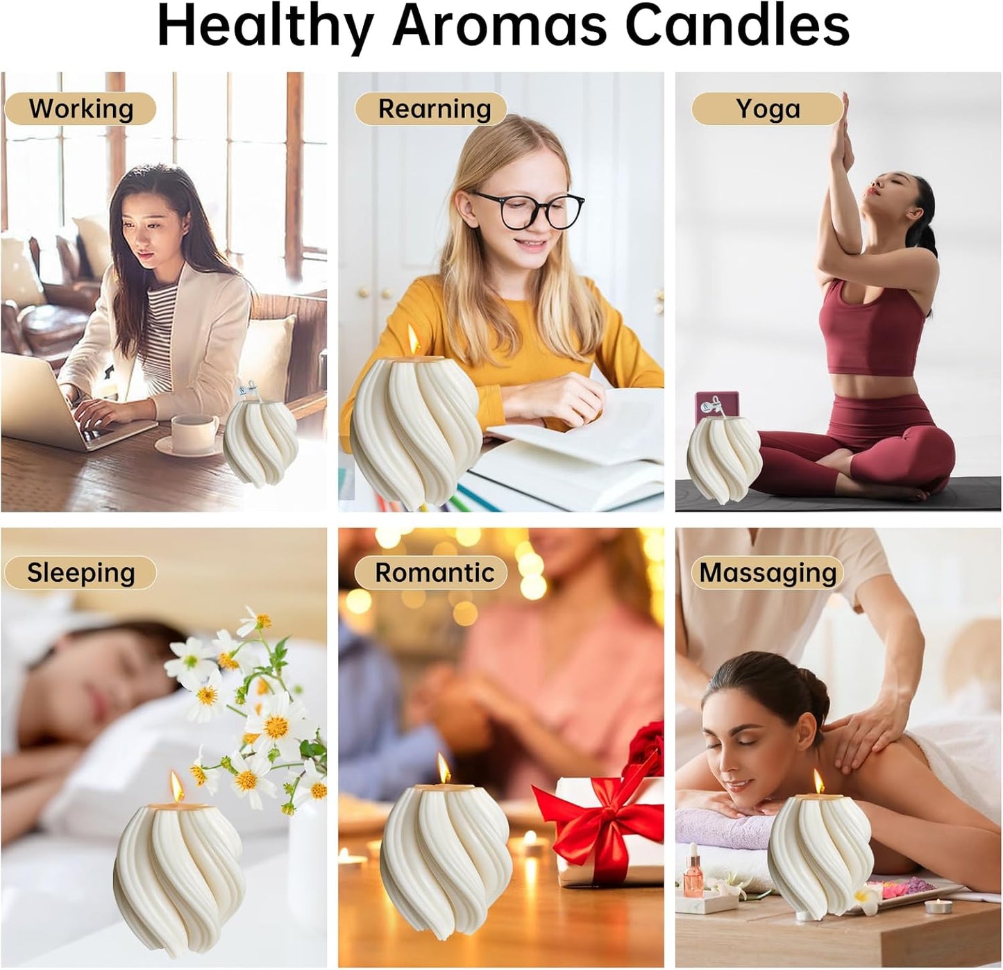 2PCS Hourglass Pillar Candles Set,Soy Wax Orchids Scented Pillar Candles,Cylindrical Tall Pillar Candle,Elegant Bubble Aesthetic Candle Housewarming Gift Home Room Shelf Decor Idea(White)