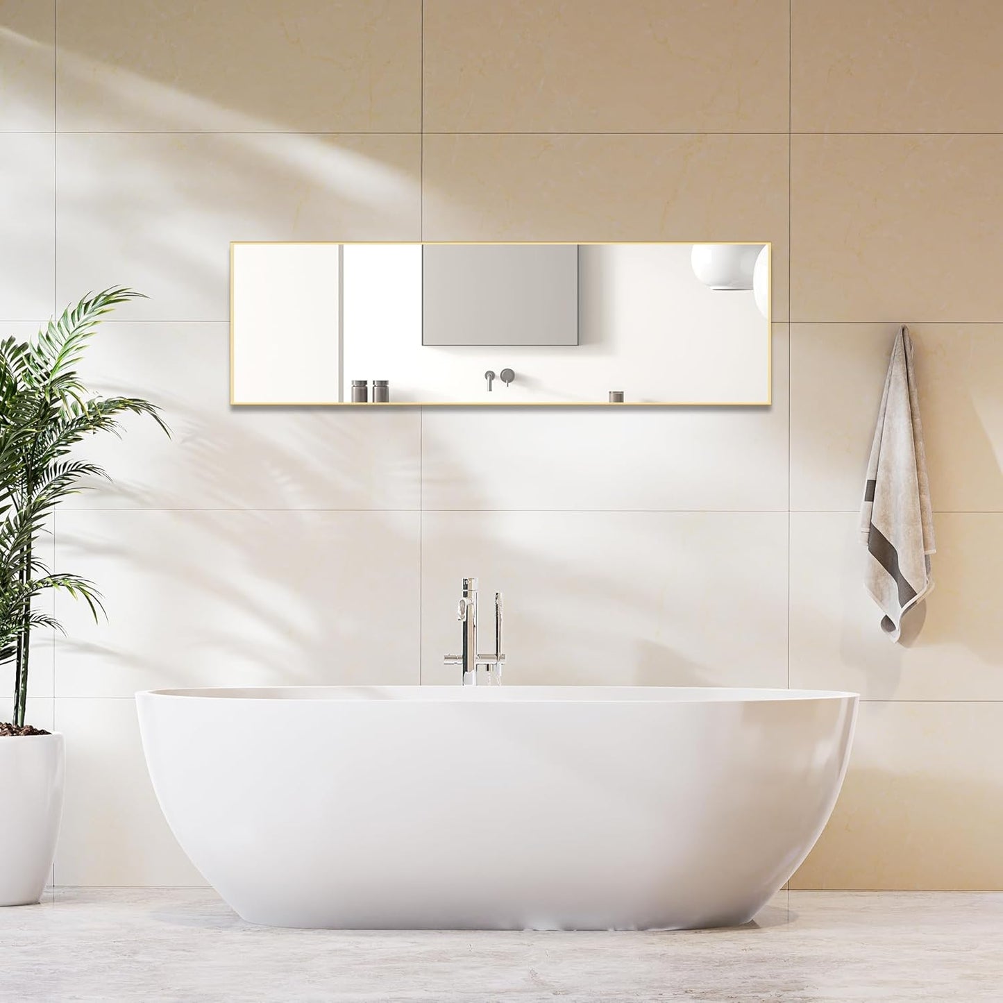 DUMOS Full Length Mirror 64"x21" Full Body Floor Mirror for Bedroom or Cloakroom, Can Stand Alone, Hang or Lean Against Wall, Tall Wall Mirror with Stand, Black