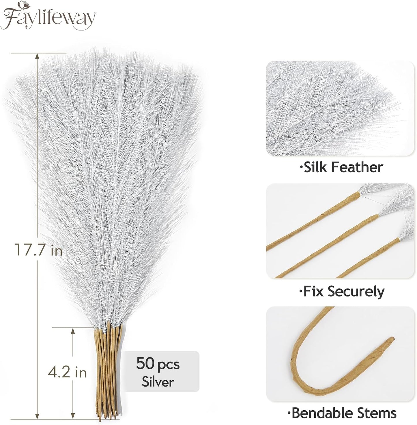 50pcs Pampas Grass 17in for Living Room Decor, Blush Pink Pampas Grass Decor, Fluffy Pink Flowers for Home Birthday Bathroom Baby Shower Wall Bow Decor(Blush & Cream & Pink)