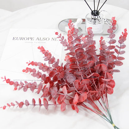 Tinsow 5 Pcs Real Touch Leaf Artificial Eucalyptus Stem Faux Eucalyptuses Wedding Bouquet Centerpiece Home Decor (Green)