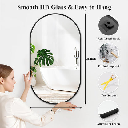 Fabuday Black Arch Bathroom Mirror for Wall - 20x28 Arched Mirror for Over Sink, Metal Framed Mirror for Hanging in Living Room, Bedroom, Entryway, Hallway